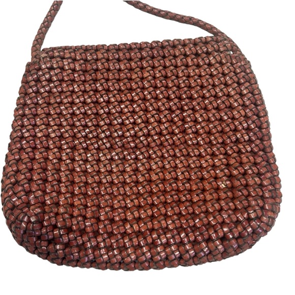 CEE KLEIN ACCESSORIES Leather Woven Boho Crossbody Purse In Copper Brown ✨EUC✨ - Picture 3 of 13